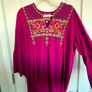 Johnny Was Embroidered long sleeve dress